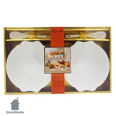 Набор подарочный (салатница 2шт ложка 2шт) из фарфора Арт.XD-2012-2S