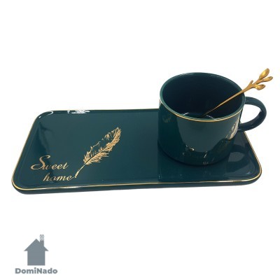 Набор подарочный из фарфора (кружка блюдце ложка) Арт.TEA-02
