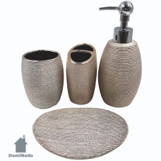 Набор для ванной из фарфора (дозатор для мыла мыльница подставка для зубных щеток стакан)  Арт.21-205