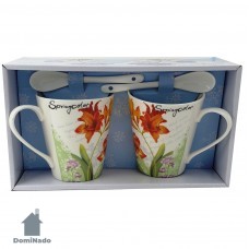 Набор подарочный  (кружка 2шт. ложка 2шт.) из фарфора  Арт.Н030
